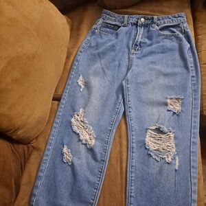 ​Mele E Pere High-Waisted Distressed Relaxed Jeans